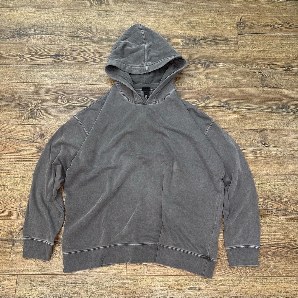 Washed Black Gray Cropped Hoodie